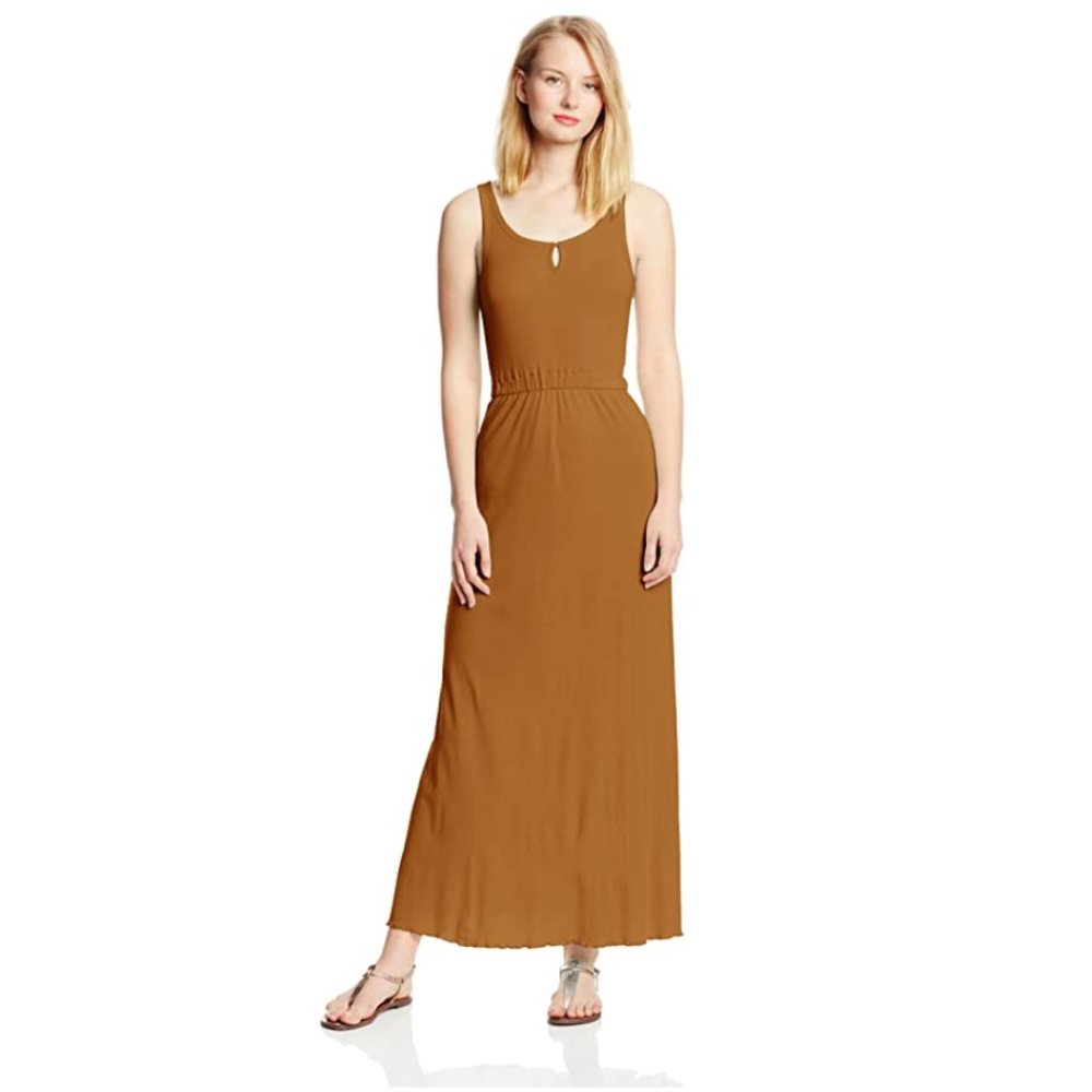 Arbor Ginger Orange Sleeveless Maxi Dress S